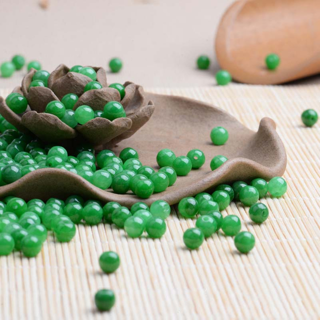 fiasrel 1bundle Natural Jade Beads Fei Cui Ba Mountain Jade Loose Gemstone Beads