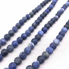 fiasrel 1bundle 4-12mm Raw Matte Vintage Blue Veined Linen Stone Loose Beads Handmade DIY Necklace, Earrings & Beaded Bracelet Women's Round Gemstone