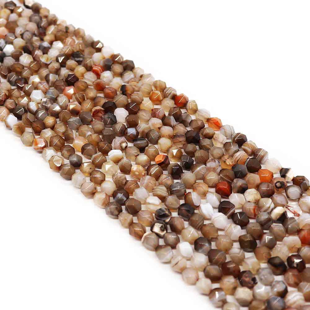 fiasrel 1bundle Natural Stone Striped Agate Loose Beads - 6/8mm Round Straight Hole Beading Strand for Necklace Making