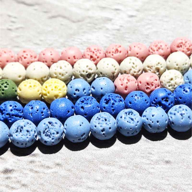 fiasrel 1bundle Natural Volcanic Stone Round Beads