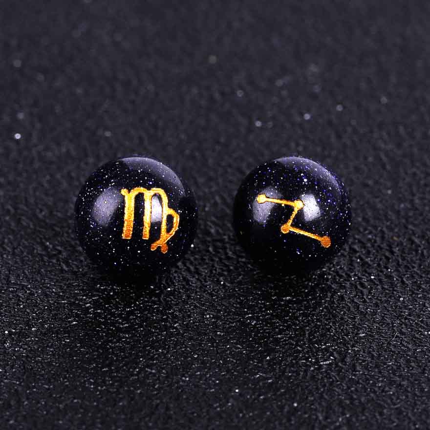 fiasrel 1bundle 10mm Gold-Foiled Zodiac Beads – Single Decorative Beads DIY Loose Beads for Jewelry Making & Crafts