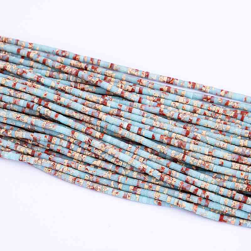 fiasrel 1bundle 2*4mm Tube Beads Natural Stone Colorful Loose Beads for DIY Beading Necklace Cylindrical Spacer Beads
