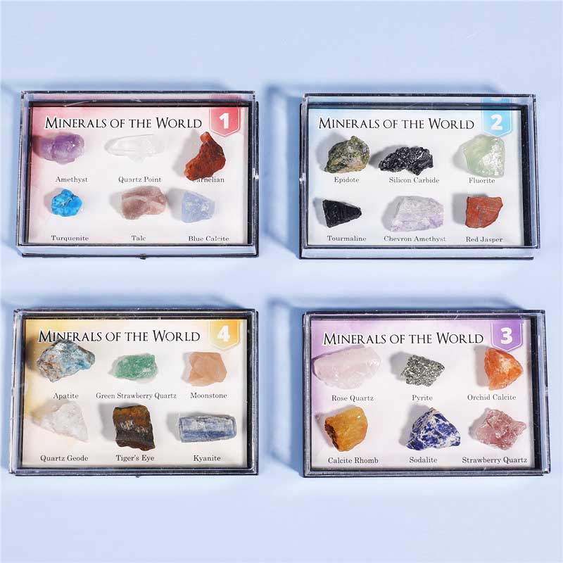 fiasrel 8-Piece Natural Crystal & Mineral Specimen Set - Raw Gemstone Collection for Geology Education & Science Teaching