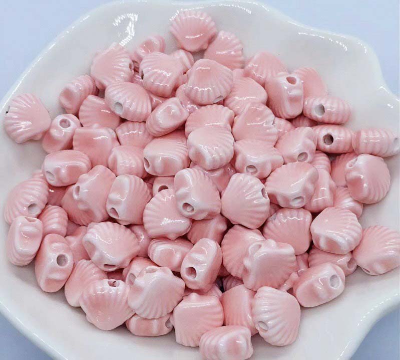 fiasrel 1bundle Pink-toned Ceramic Bead Set for DIY Bracelets Cat Paw, Bone, Star & Heart Charms - Handmade Beading Supplies