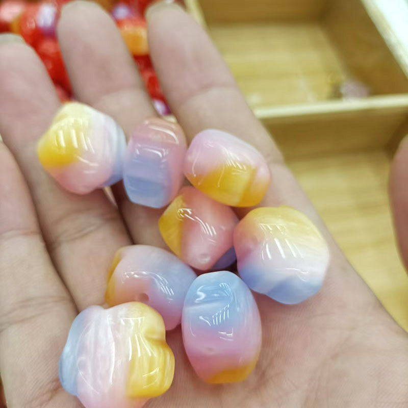 fiasrel 1bundle Tri-Color Oil Painting Gradient Star Pendants – Straight-Hole Charms for DIY Bracelets, Keychains & Phone Straps