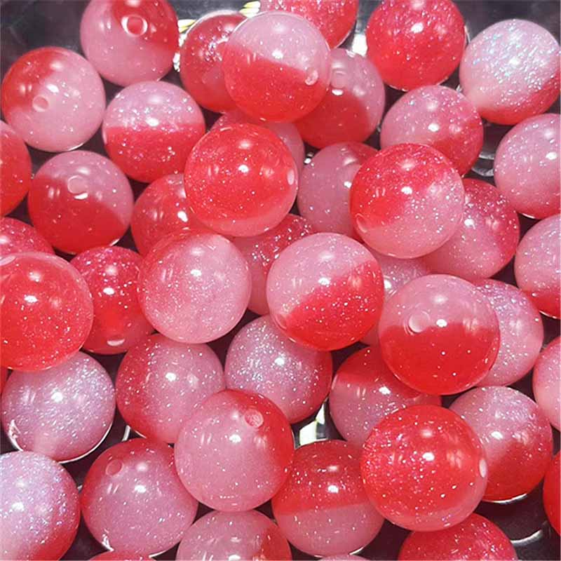fiasrel 1bundle 16mm Mermaid Princess Resin Beads with Dual-Tone Celestial Micro-Glitter for DIY Craft Phone Charm Accessories