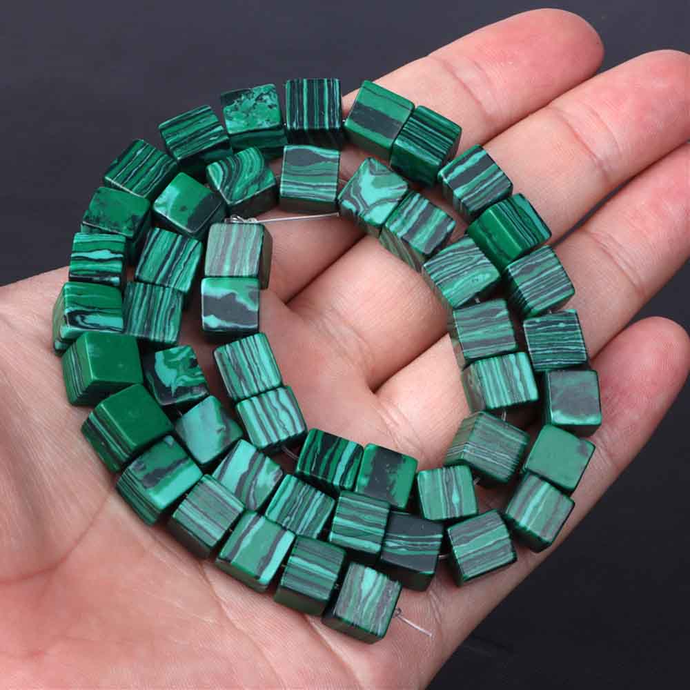 fiasrel 1bundle Natural Malachite Beads Spacer & Abacus Beads with Extra-Large Holes for Bracelets & Necklaces