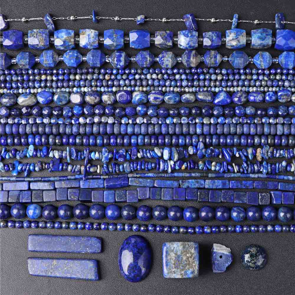 fiasrel 1bundle Lapis Lazuli Bead Mix – Spacers, Crushed Chips & Pendants for DIY Necklace Bracelet Making