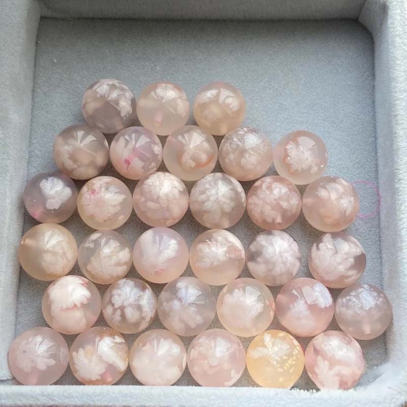 fiasrel 1bundle Cherry Blossom Agate Beads – Peach Icy Loose Stones for DIY Jewelry Making