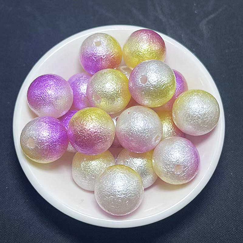 fiasrel 1bundle 16mm Wrinkled Acrylic Beads Gradient Color Straight-Hole Beads for DIY Crafts