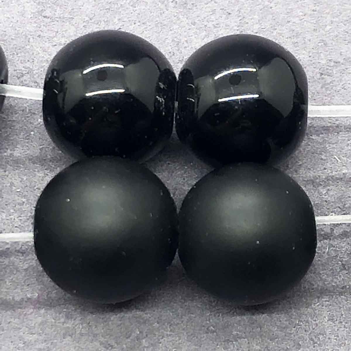 fiasrel 1bundle Black Glass Beads - Smooth & Frosted Round Loose Beads for Jewelry Making