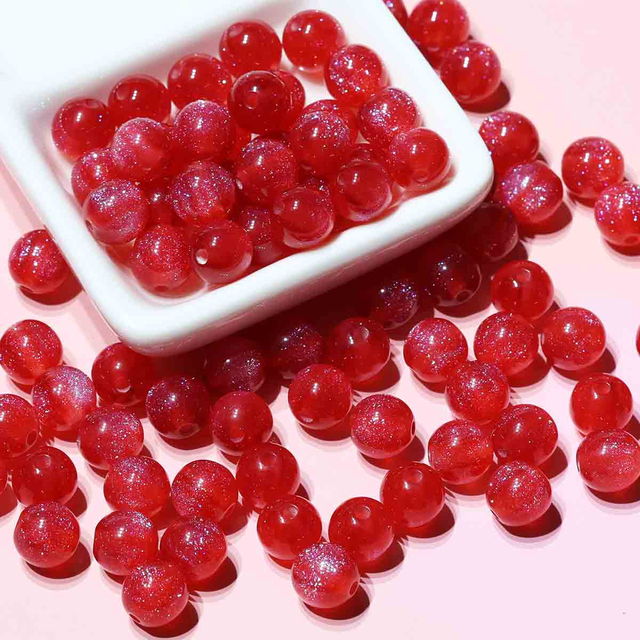 fiasrel 1bundle New 10mm Cat's Eye Resin Beads - DIY Red Round Spacer Beads for Bracelet & Necklace Jewelry Making 
