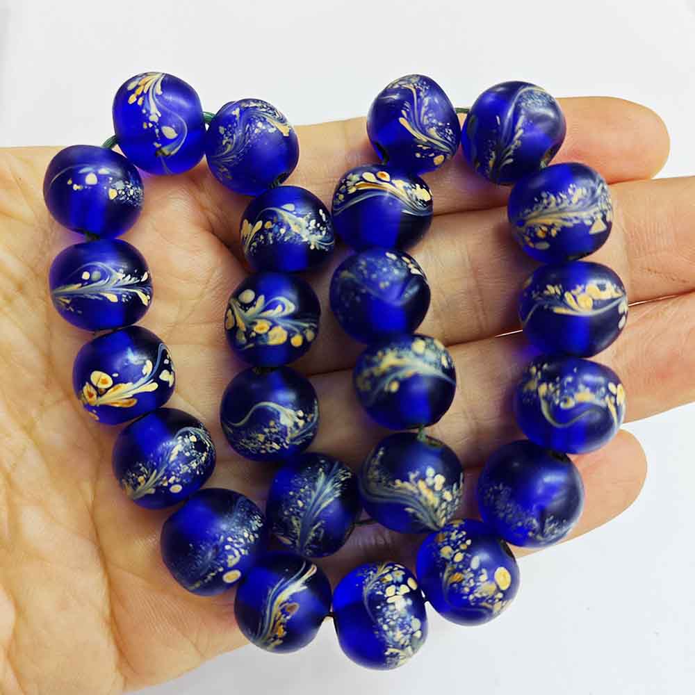 fiasrel 1bundle 12mm Handcrafted Phoenix Tail Pattern Glass Beads - Ancient Technique Colored Antique Loose Beads for DIY Jewelry Bracelets & Necklaces