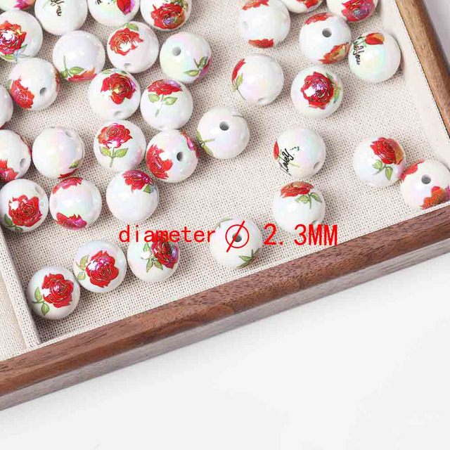 fiasrel 1bundle Rose Bouquet Printed Loose Beads – DIY Beads for Phone Charms & Keychains