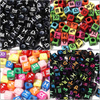 fiasrel 1bundle Acrylic Zodiac Square Beads – 7mm Large-Hole Letter Beads for DIY Jewelry Making