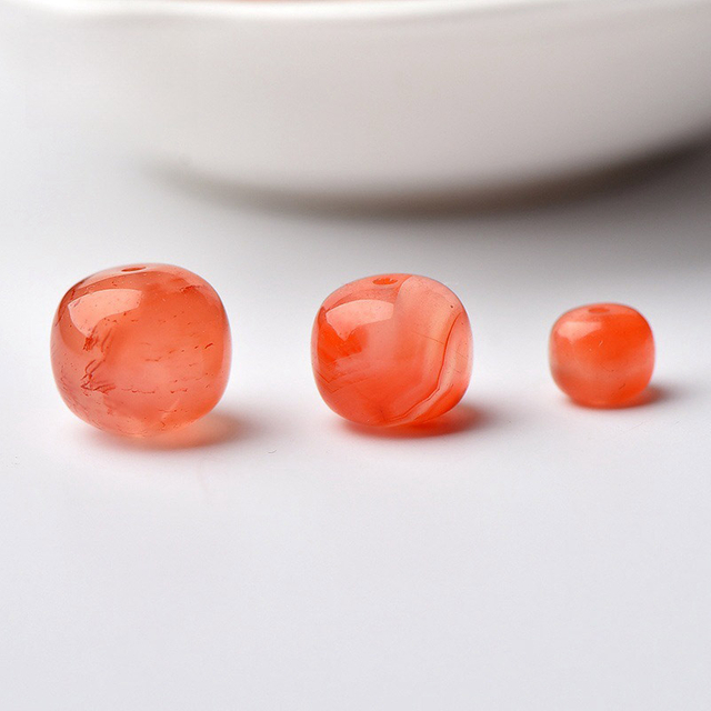 fiasrel Natural Raw Ice-Flowing Southern Red Agate Old-Cut Beads – Barrel-Shaped Multi-Gem Beads for Bracelets