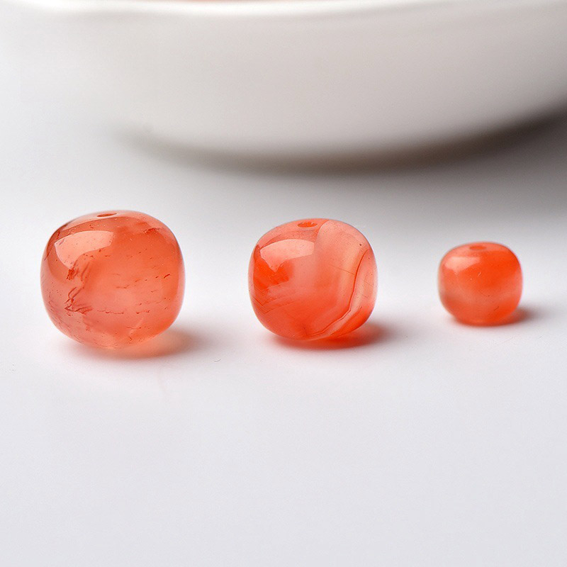 fiasrel Natural Raw Ice-Flowing Southern Red Agate Old-Cut Beads – Barrel-Shaped Multi-Gem Beads for Bracelets