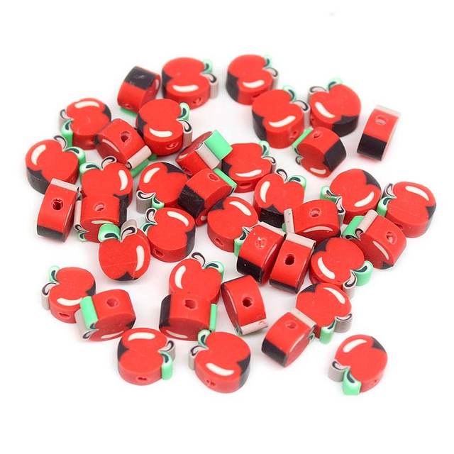 Fiasrel 1000pcs 10mm Fruit soft clay beads - apples