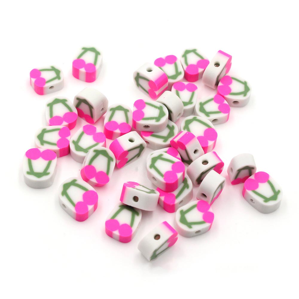 Fiasrel 1000pcs 10mm Fruit soft clay beads - cherries
