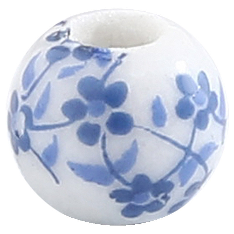 Fiasrel 6mm 10pcs Blue and white ceramic beads