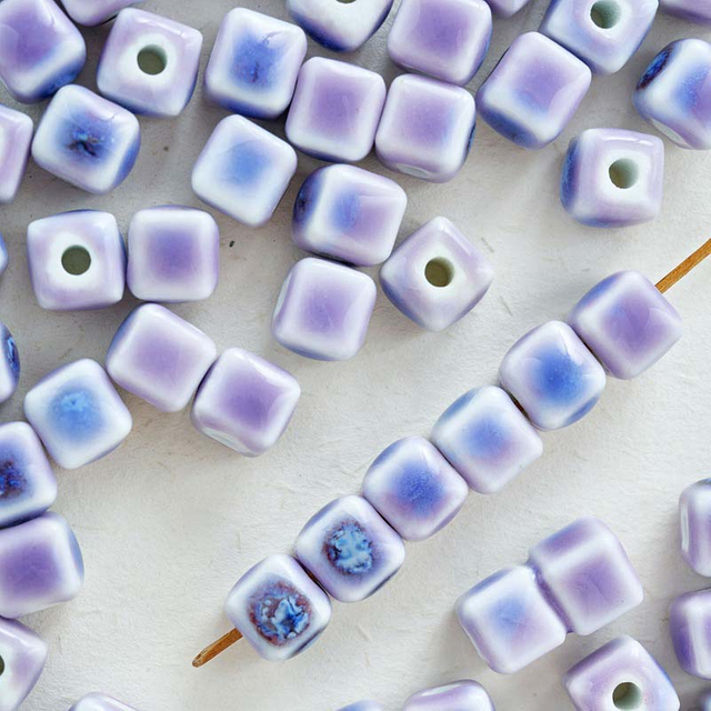 Fiasrel 10pcs Purple series ceramic beads