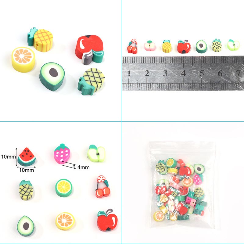 Fiasrel 50pcs Colored fruit soft clay beads