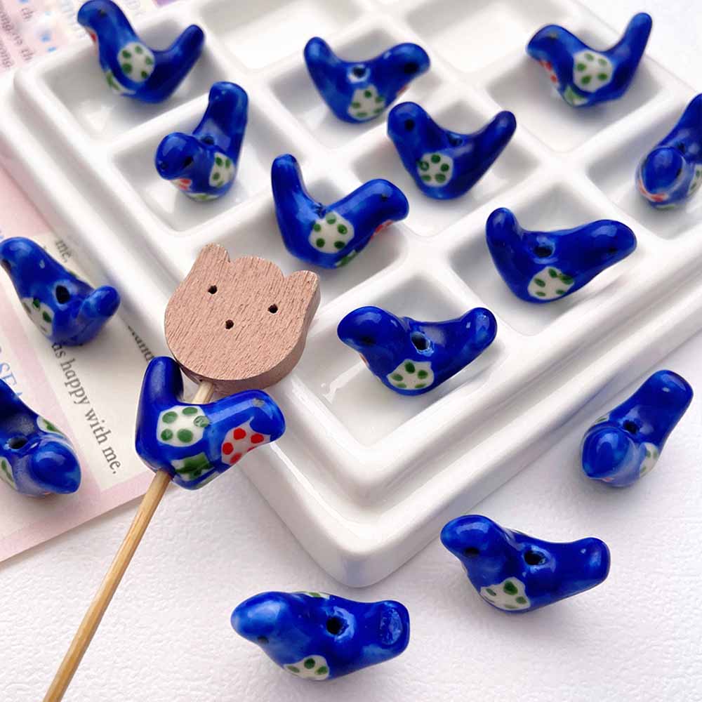 Fiasrel Cute hand-painted bird ceramic beads