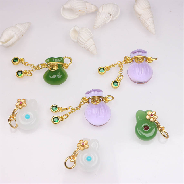 Fiasrel diy Lucky bag jade Drop Pendant