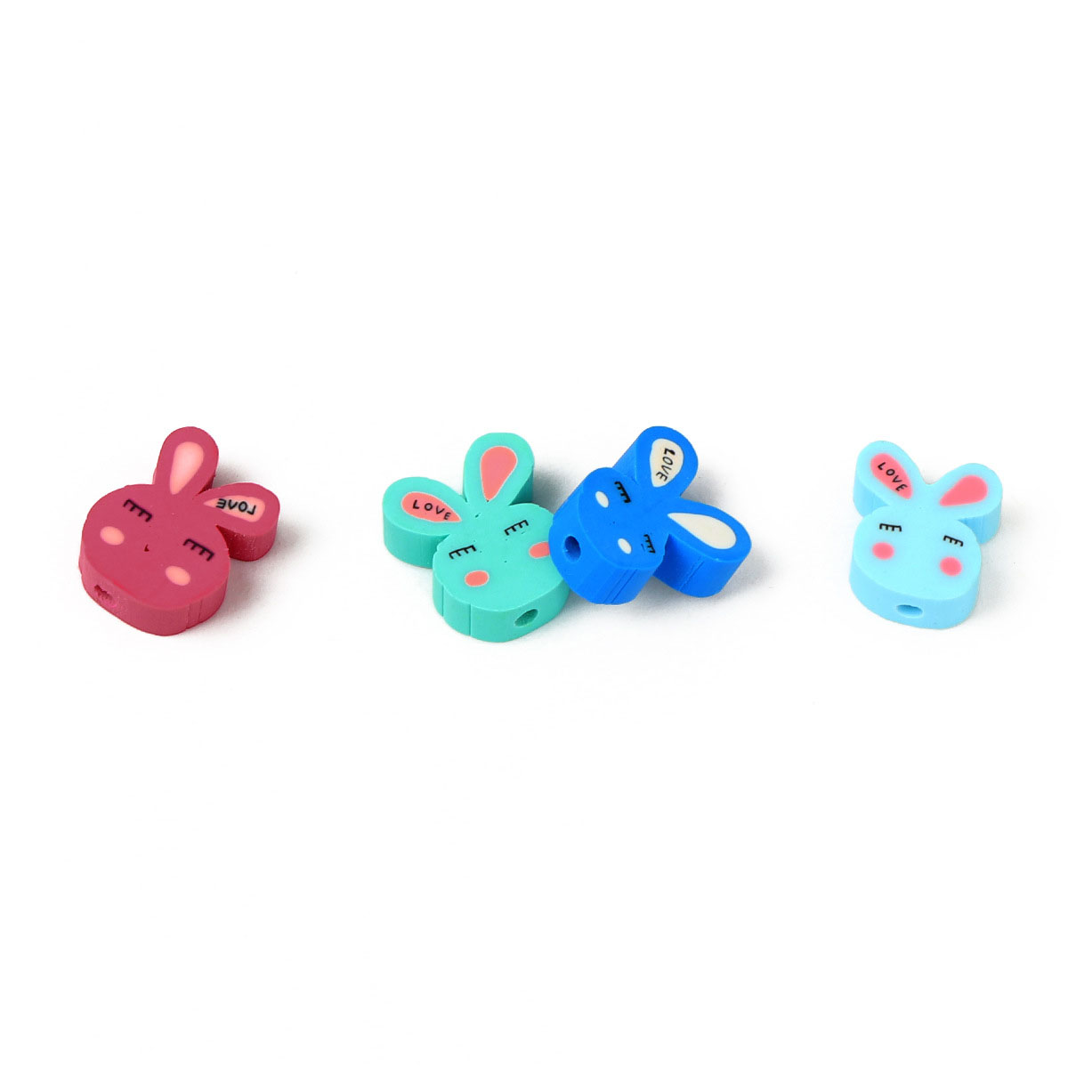 Fiasrel 100pcs Colored rabbit soft clay beads