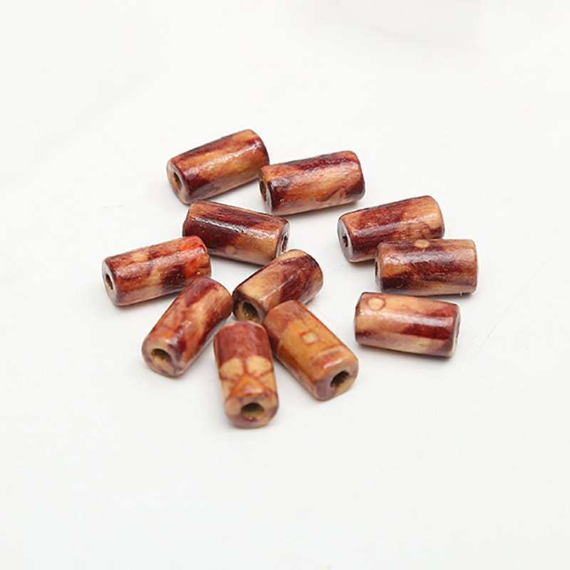 Fiasrel Printed cylindrical and square wooden beads