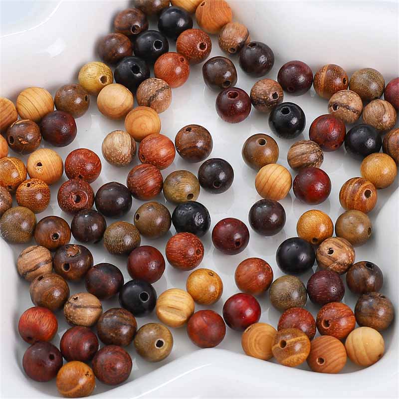 Fiasrel Natural wood bead round bead diy jewelry