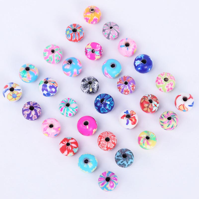 Fiasrel 6/8/10mm Colored soft clay loose beads