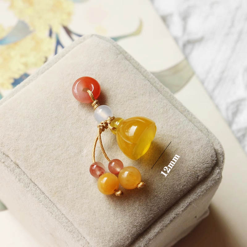 Fiasrel DIY Nan Hong Yellow chalcedony lotus pod Drop Pendant
