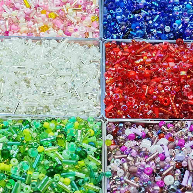 Fiasrel Assorted Styles & Colors DIY Glass Tube Beads
