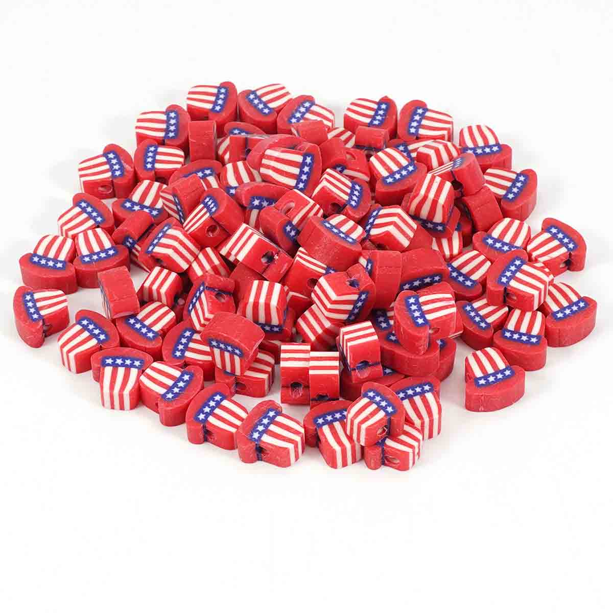 Fiasrel 100pcs Soft clay beads with national flag patterns