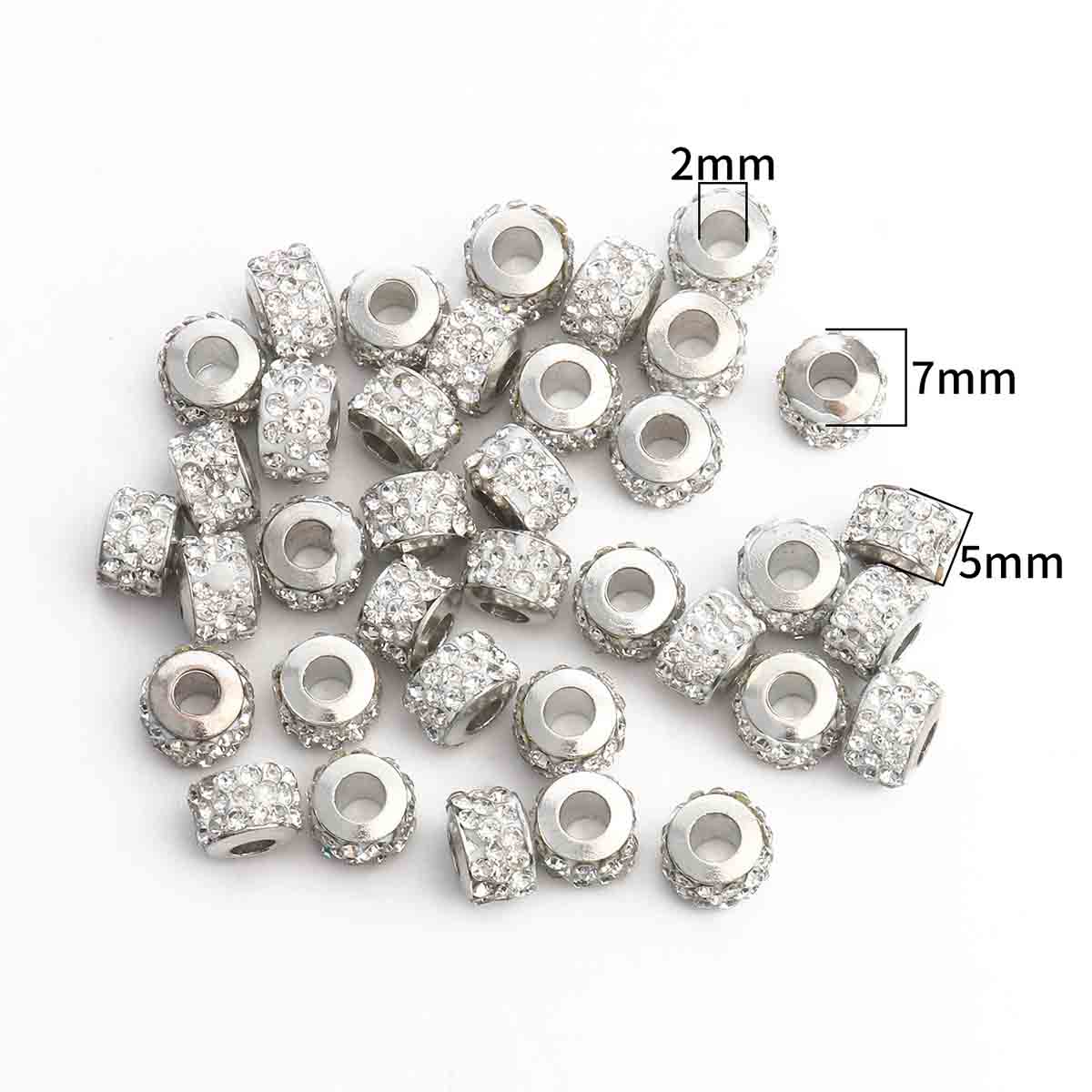 Fiasrel 20pcs Three rows of drills made of clay DIY Shamballa Beads