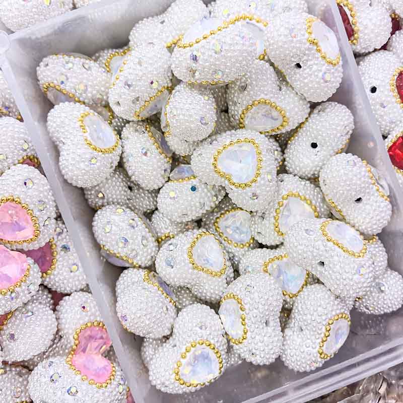 Fiasrel 5pcs Clay heart-shaped drill DIY Shamballa Beads