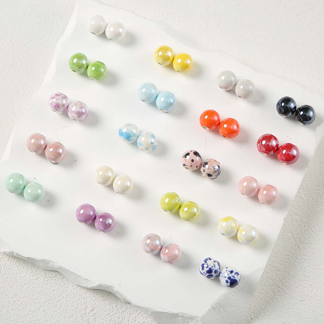 Fiasrel 10mm Colored tinted ceramic beads