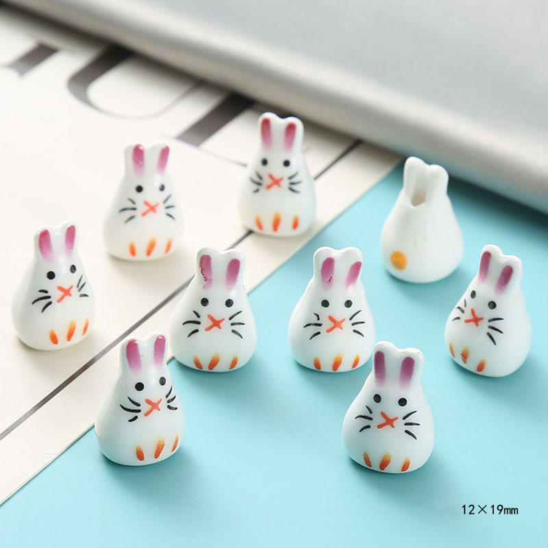 Fiasrel Cute ceramic carrot rabbit dot beads