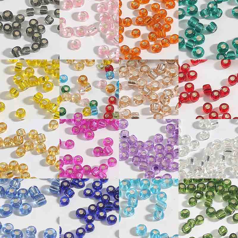 Fiasrel 15g 2-4mm Silver-Lined Glass Seed Beads