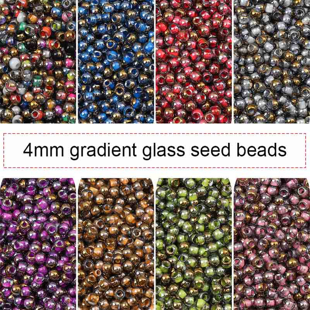 Fiasrel 4mm Gold Gradient Glass Beads 10g - DIY Jewelry Making