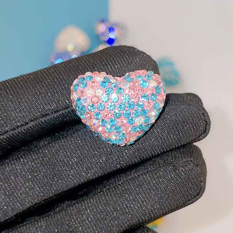 Fiasrel 6pcs Heart-shaped colored clay drill DIY Shamballa Beads