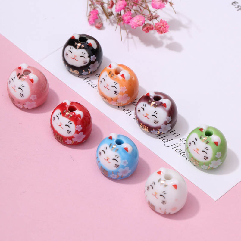 Fiasrel Maneki Neko ceramic beads