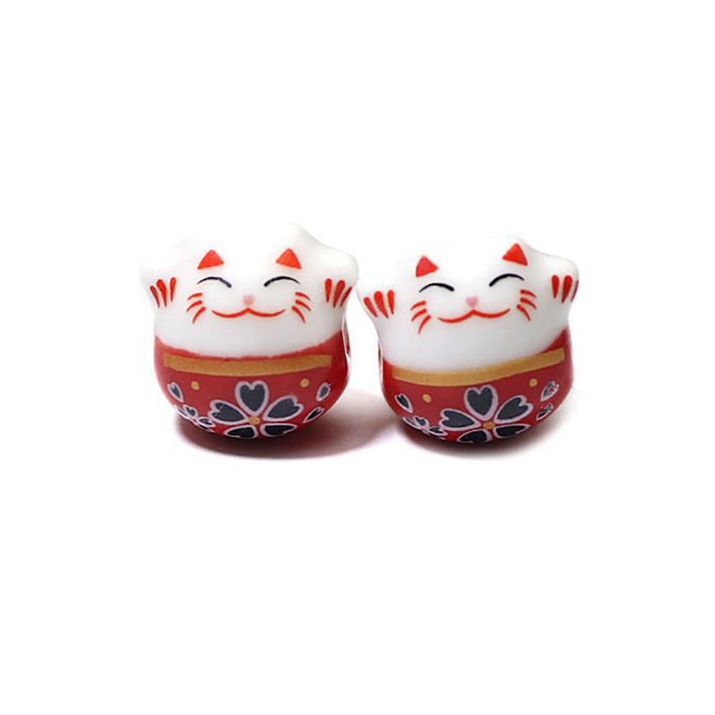 Fiasrel Ceramic Maneki Neko loose beads