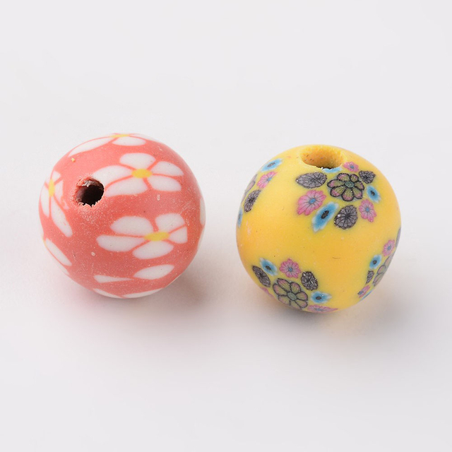 Fiasrel 50pcs Colored printed soft clay beads