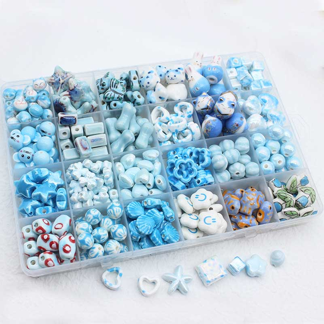 Fiasrel Blue fresh geometric ceramic beads