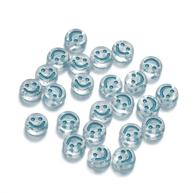Fiasrel 100pcs Transparent colored smiley face beads