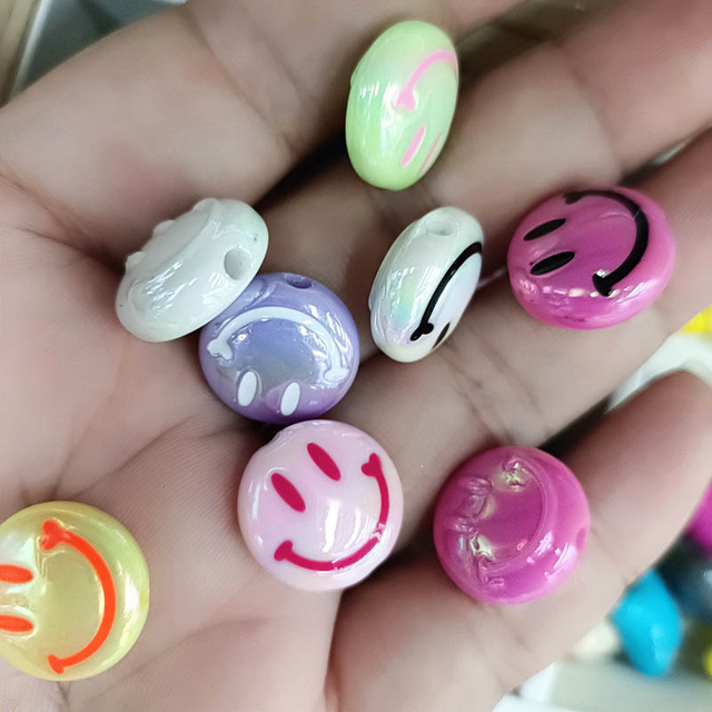 Fiasrel 16mm Double-sided smiling face beads