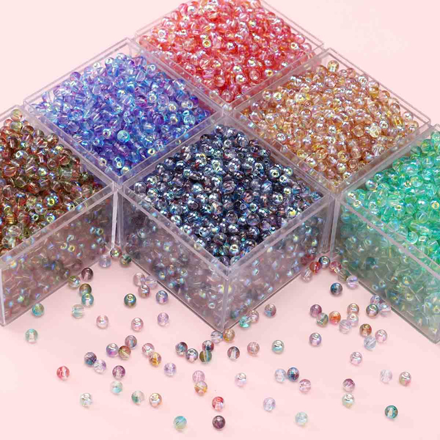 Fiasrel 10g Aurora Dual-Color Round Glass Seed Beads Loose