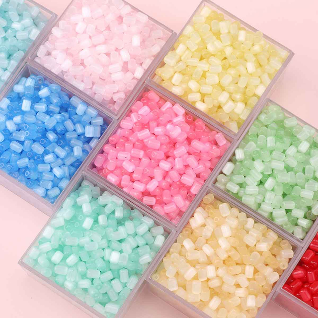 Fiasrel 10g Glass Cat's Eye Seed Beads - Barrel Shaped with Silk Finish